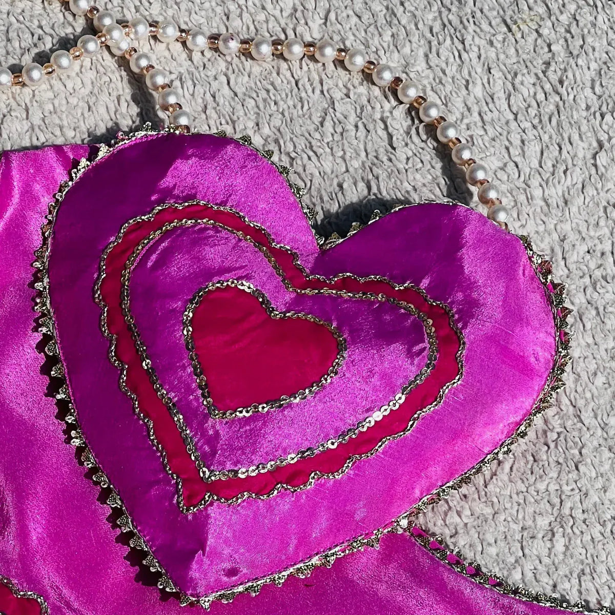Heart-Shaped Katan Silk Potli Bag