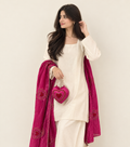 Pink Embroidered Dupatta & Heart-Shaped Bag Set