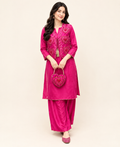 Heart Embroidered Raw Silk 2-Piece Suit with Koti & Matching Potli Bag