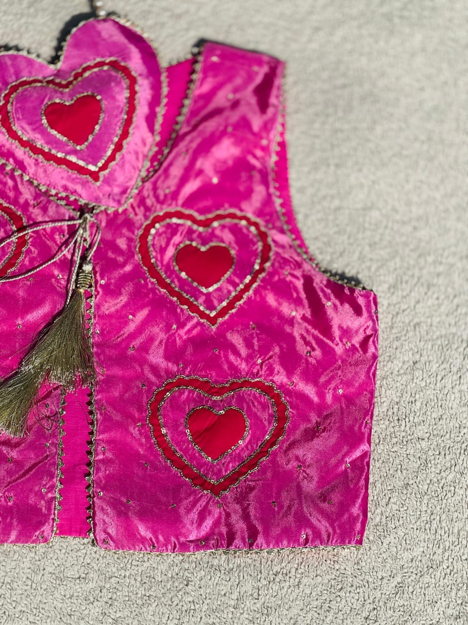 Light Pink Handmade Heart Koti with Matching Bag