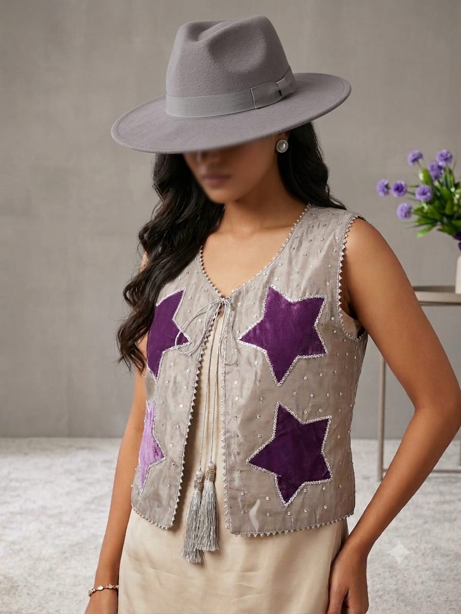 Purple Silk Wide-Leg Trousers