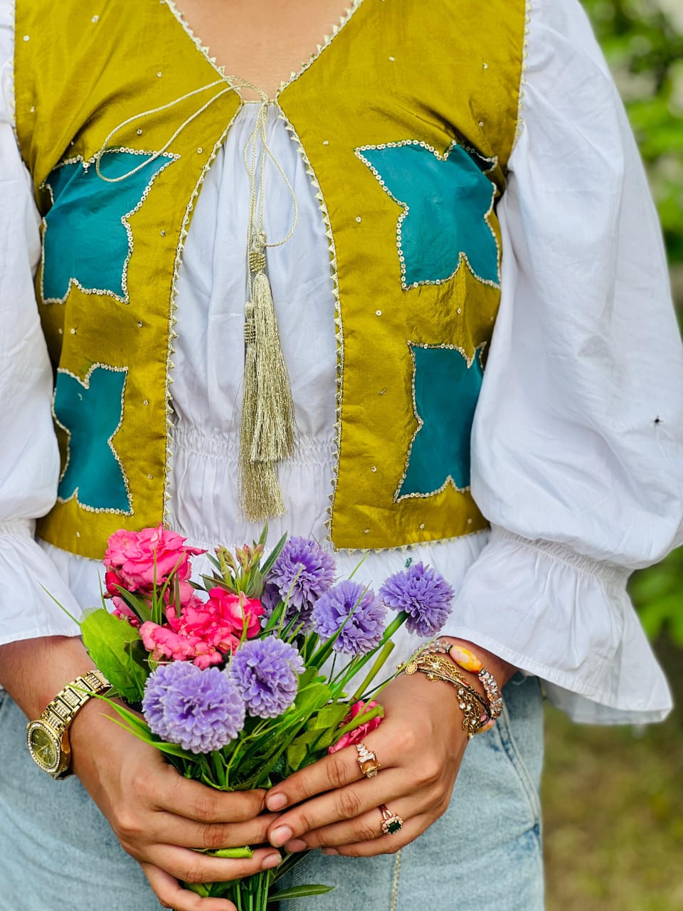 Four-Petal Embellished Koti