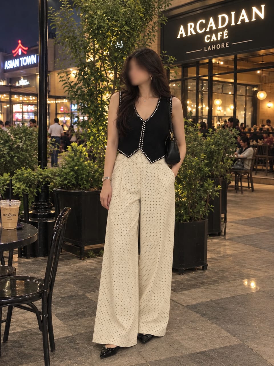 Beige Cotrai Wide-Leg Trousers